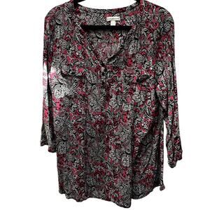 Croft & Barrow Stretch Long Sleeve, V-Neck Shirt Size L